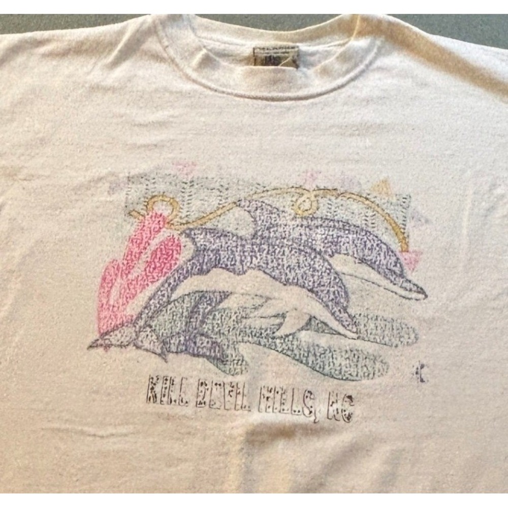 VTG No Fear Dolphin T Shirt Mens XL Kill Devil Hills NC White Y2K Graphic 90s